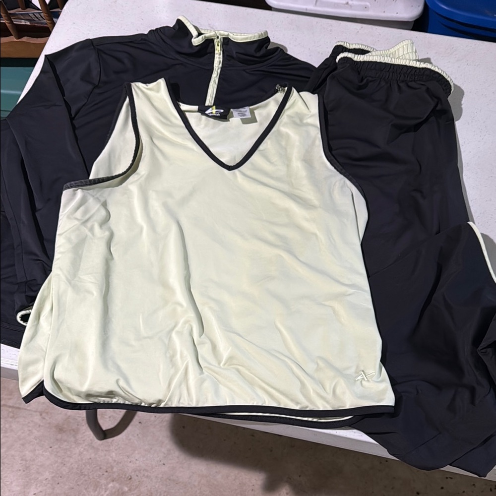 Athletech Black and light green Activewear 3- piece Set